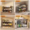 Under Sink Organizer and Storage 16.5"-30.7" Expandable Length, Adjustable Height Max 16.7" Under Sink Shelf 2 Tier with Removable ABS Panels Metal Frame for Bathroom Kitchen Pantry Cabitnet Pot Pan