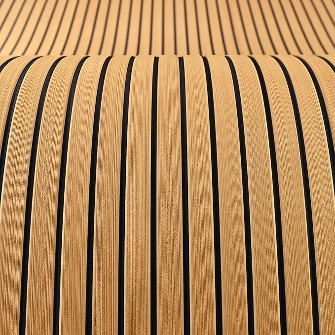 Boat Flooring Self-Adhesive EVA Foam Boat Decking Non-Skid mat 94.5"X43.31" for Decorate Fishing Boat Kayak Yacht Pool RV Floor etc (Teak and black) Boat Flooring Self-Adhesive EVA Foam Boat Decking Non-Skid mat 94.5"X43.31" for Decorate Fishing Boat Kayak Yacht Pool RV Floor etc (Teak and black)
