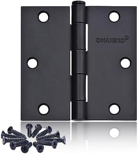 8 Pack Black Door Hinges, 3.5 x 3.5 Inch Black Hinges for Interior Doors 3 1/2 Inch Hinges for Residential Doors, Square Corners Interior Door Hinges for Standard Flat/Bedroom