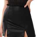 MANGOPOP Women's Basic High Waist Faux Leather Bodycon Mini Pencil Skirt (XS)