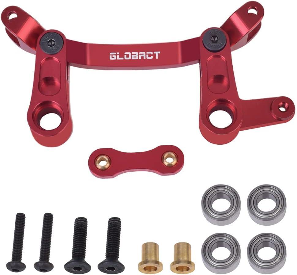 GLOBACT Aluminum Alloy Steering Bellcrank and Steering Link, with Ball Bearing Upgrade Parts Set for 1/10 Arrma Senton 4X4 Granite 4X4 Typhon 4X4 Kraton 4X4 Big Rock 4X4 Replaces AR340132 (Red)