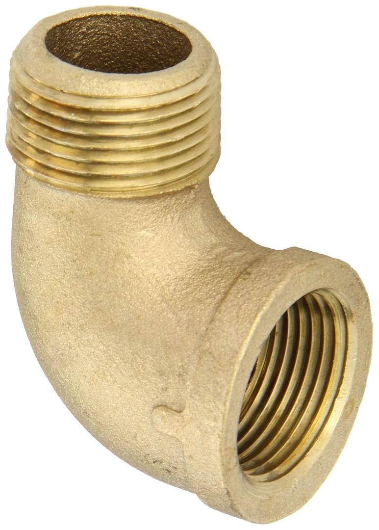 Anderson Metals 38116 Red Brass Pipe Fitting, 90 Degree Street Elbow, 1" Female x 1" Male