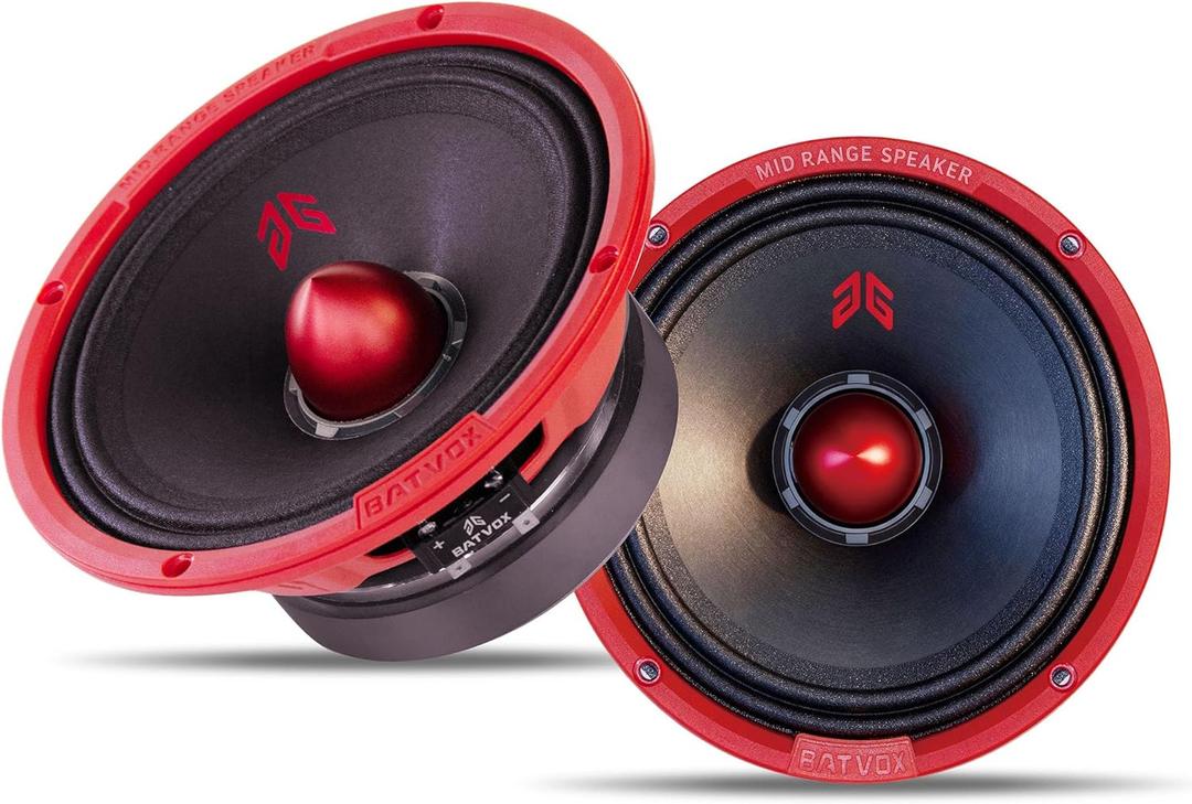 MX65E2 Midrange Loudspeaker 6.5" Red Bullet, 480W Max, 4 Ohms, Premium Quality Audio Door Speakers for Car or Truck Stereo Sound System, Red (2 Speaker)