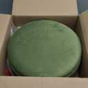 Wimarsbon Velvet Foot Rest Stool Multipurpose Dressing Stools Upholstered Round Storage Ottoman Modern Soft Vanity Chair with Memory Foam Seat Green