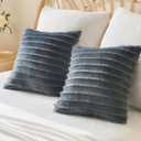 BEDELITE Velvet Pillow Covers 18x18 with Zipper, 2 Pack Super Soft Square Pillow Covers for Bedroom, Sofa, Luxury Cozy Fleece Pillowcases for All Seasons(18x18 Inches, Dark Gray-Boho)