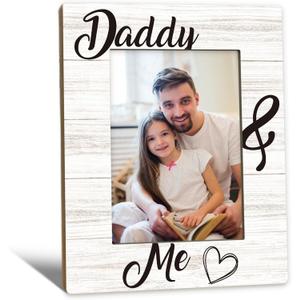 Daddy Gifts Picture Frame 5x7, Dad and Daughter Photo Frame, Christmas Fathers Day Birthday Gifts for Dad from Kids Son Daughter, Daddy and Me Wooden Picture Photo Frames for Desk Room Decor
