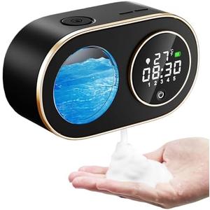 Automatic Soap Dispenser Touchless,Kitchen Bathroom,Modern Smart Home,USB Type-C Rechargeable,Long Battery Life,Time and Temperature Display,5-Level Adjustable,320ML 10.8OZ(Foam-Black)