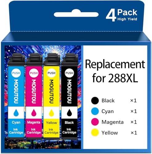 MOGUTOU Remanufactured for 288XL Ink Cartridges for Epson Printer Replacement for Epson 288XL Ink Cartridges Combo Pack T288 XL High Yield for XP-440 XP-446 XP-330 XP-340 XP-430 XP-434 (4 Pack)