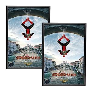 SnapeZo 2-Pack 24x36 Inches Black Poster Frames, Front-Loading Snap Frame, 1" Aluminum Profile, Wall Mounted