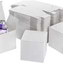 Jucoan 100 Pack White Paper Gift Boxes with Lids, 4 x 4 x 4 Inch Gift Wrapping Box Party Favor Box Goodies Treat Boxes Candy Boxes for Wedding, Graduation, Father's Day Bridesmaids Proposal, Birthday, Baby Shower