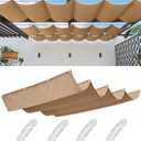 Retractable Sun Shade Sail 4' x 10' Waterproof Wave Pergola Shade Cover Polyester Sunscreen Awning Canopy Wind Protection for Outdoor Patio Yard Terrace Carport Khaki