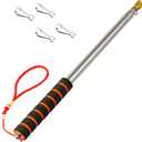 9.84FT Telescopic Handheld Flagpoles with Clips Portable Flag Pole Lightweight Extendable Tour Guide Stainless Steel Banner Flag Pole Pointer for Teachers with Anti-Slip GripOrange and Black