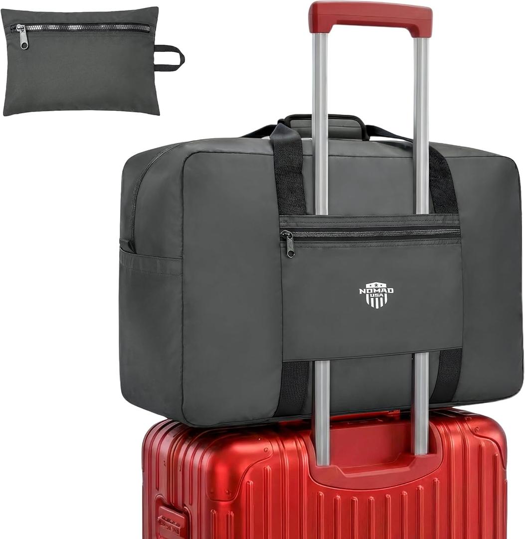 Nomad USA Expandable Travel Tote Bag for Men/Women 22L Weekender Overnight Carry on Luggage Bag Foldable/Collapsible Everyday Duffle Travel Bag for Camping, Road Trip, Shopping Handle & Shoulder Carry (40L, Gray)