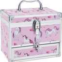 Hododou Jewelry Box for Girls Unicorn Jewelry Organizer with Drawer & Mirror, Unicorn Style Lockable Storage Case for Kid or Little Girls Jewelry and Hair Accessories
