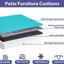 IPYNBAP Outdoor Chair Cushions Set of 4 -Waterproof Outdoor Seat Cushions for Patio Furniture, Patio Chair Cushion with Handle and Ties, Out Door Chair Pads,19x19x3-Square, Teal