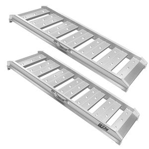 BEJONI Aluminum Trailer Ramps, 4FT Heavy Duty Truck Ramps, 4400 LBS Load Capacity, Hook End Universal Loading Ramp for ATV, UTV, Motorcycle, Lawn Tractor, Pickup Truck & Trailer, 2 Pcs