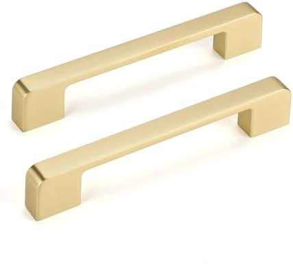Lepatape 8 Pack 5 Inch Brushed Gold Cabinet Pulls Gold Cabinet Handles - Brass Dresser Drawer Pulls for Kitchen Cabinet Hardware Zinc Alloy Handles