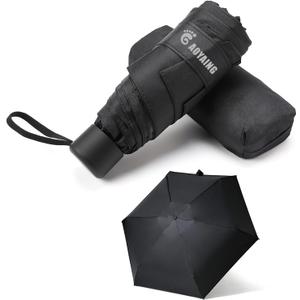 Small Mini Umbrella with Case by GAOYAINIG Light Compact Design Perfect for Travel Lightweight Portable Parasol Outdoor Sun&Rain Umbrellas 34 Inches (B1.1 Black)