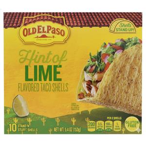 Old El Paso Stand 'N Stuff Taco Shells, Hint of Lime Flavored, Gluten Free Crunchy Corn Taco Shells, 10 Ct, 5.4 oz (Pack of 6), BBD 12/03/2025