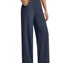 G4Free Wide Leg Pants for Women Stretchy Comfy Loose Yoga Pants High Waist Loose Casual Sweatpants Winter(Dark Blue,S,Petite)