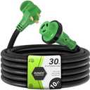 RVMATE 10 Feet 30 Amp RV Lockable Power Extension Cord with Easy Plug-in Handle, TT-30P to L5-30R, LED Indicator, 10 AWG, ETL Listed