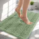 OLANLY Thick Small Bathroom Rugs 24x16, Extra Soft Absorbent Chenille Striped Bath Rugs, Rubber Backing, Machine Wash, Bath Mats for Bathroom Floor, Tub and Shower, Home Decor Accessories, Sage Green
