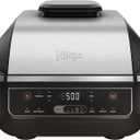 Ninja EG201 Foodi 6-in-1 Indoor Grill with Air Fry, Roast, Bake, Broil, & Dehydrate, 2nd Generation, Dishwasher Safe, Black/Silver