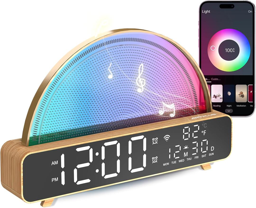 White Noise Sound Machine, Sunrise Alarm Clock APP/AI Voice Control Work for Bedroom, Sound Machine for Sleep with Touch Night Light, Sleep Aid, Snooze Timer, Dual Alarms, Sunrise Simulation