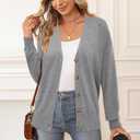 Arach&Cloz Womens Wool Blend Lightweight Spring Business Casual Cardigan Sweaters (Gray, S)