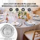 Gereat Silver Charger Plates Bulk 100Pcs, 13 Inch Silver Charger Plates for Dinner Plates, Floral Reef Round Ruffled Rim Plastic Plate Chargers for Wedding Table Setting, Party & Event Decor