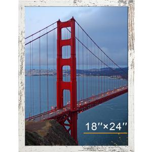 BESCRCL 18x24 Poster Frame for Wall Hanging, Engineered Wood Picture Frames for 18 x 24 Picture, Distressed White, 1 Pack