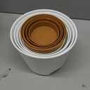 7/6.5/6/5.5/5/4 inch Self Watering Pots for Indoor Outdoor Plants, 6 Pack Plastic Flower Planters with Drainage Holes and Removable Saucers, Plant Pots with Wicking Rope, White Brown