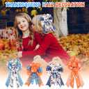 Fall Ribbon,6 Rolls Thanksgiving Day Pumpkin Maple Leaves Fabric Wired Ribbon,Orange White Blue Plaids Craft for Bow Wreath Floral Gift Box Wrapping,Thanksgiving Decor Gifts,30 Yards