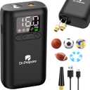 Dr.Prepare Electric Ball Pump Inflation,Basketball Air Pump with Pressure Display,16PSI,Auto-Off,LED Light,for Balls,Swim Ring,DP Camping Shower Bag,with 2 Inflation Needles,1 Adapter,1 Charging Cable