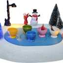 Christmas Village Teacup Ride, Lighted Animated Musical Spinning Teacups Winter Snow Village Indoor Decorations for Adults and Kids Gift