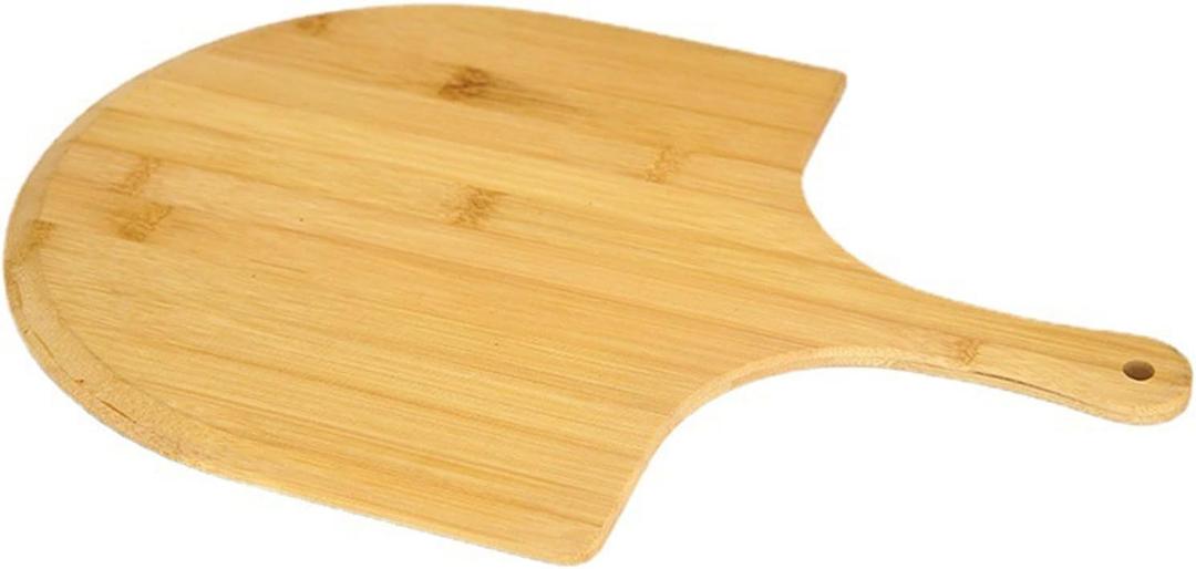 hatleues 11 Inch Bamboo Pizza Peel Wooden Long Handle Nonstick Pizza Spatula Paddle Hangable Pizza Paddle Cutting Board Vegetable Cake Dessert Serving Board for Kitchen Wooden Color