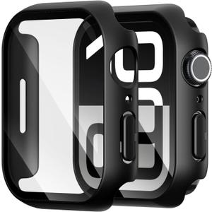 Pack of 2 Hard PC Case Compatible for Apple Watch Series 11/10 46mm with Tempered Glass Screen Protector, Touch Sensitive Slim HD Bumper Full Protective Cover for iWatch 46mm, Black Pack of 2 Hard PC Case Compatible for Apple Watch Series 11/10 46mm with Tempered Glass Screen Protector, Touch Sensitive Slim HD Bumper Full Protective Cover for iWatch 46mm, Black