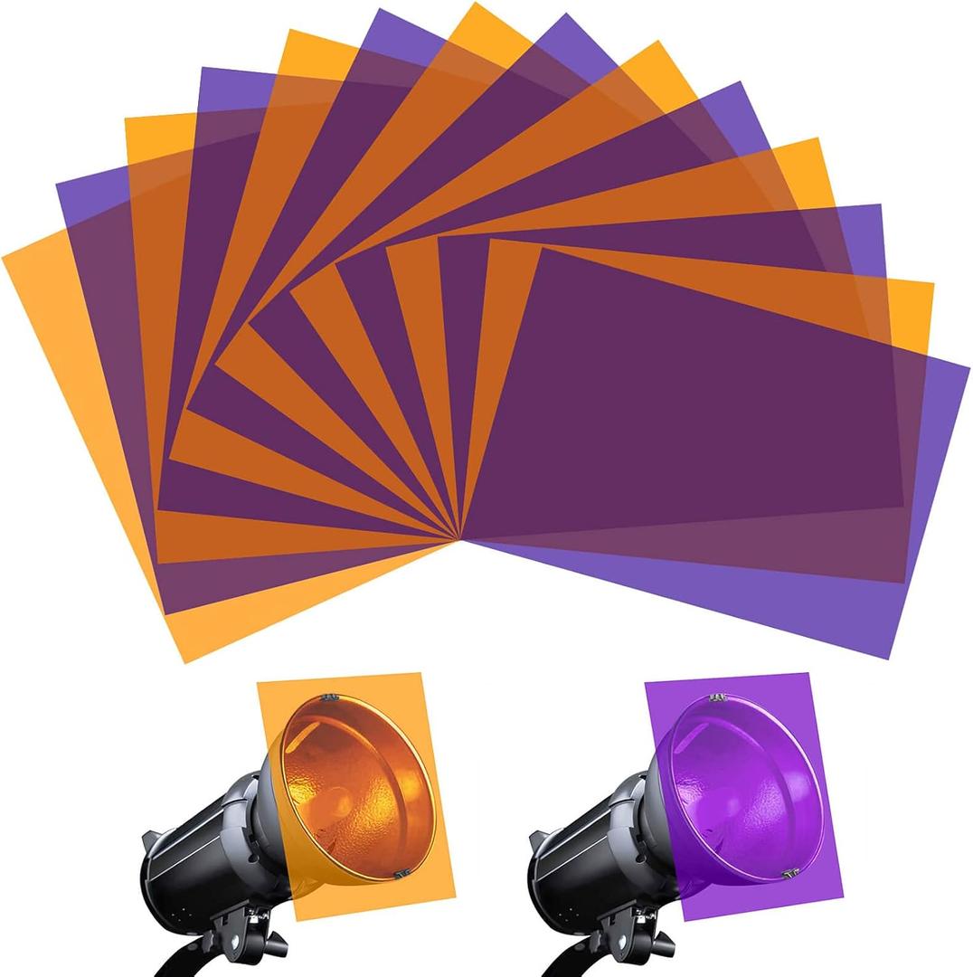 Halloween Light Gels, 14PCS Lighting Gels with Thin Protective Film on Both Sides, A4 Size Color Gels for Lighting, Thickened Light Filters Sheets for Led Light, or Outdoor Landscape