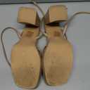 Shoe'N Tale Strappy Heels for Women Low Chunky Block Heel Dress Shoes Square Open Toe Ankle Strap Heeled Sandals, Size 38.5,  Dark Nude