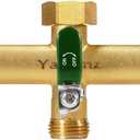Garden Hose Splitter, 3/4 Rust and Freeze Resistant Outdoor Hose Manifold with 3 green Extra Long Handles Faucet Adapter-Heavy Duty Brass 3-Way Valve