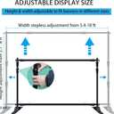 Photo Backdrop Banner Stand Kit, Heavy Duty 10 x 8 FT Adjustable Telescopic Tube Back Drop Display Stand, Step and Repeat Stand for Party Photography Trade Show Booth Background, with Clips