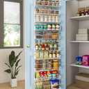 White 10-Tier Over The Door Pantry Organizer, Pantry Organization and Storage, Metal Hanging Adjustable Basket, Wall Spice Rack Seasoning Shelves, Home & Kitchen Essentials