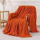 Orange Throw Blanket for Couch Sofa 50x60 inches Striped Fleece Blankets Room Home Decor Lightweight Plush Soft Cozy Gifts for Women Mom Girls (Yellow)