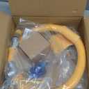 Safety System Kit, 3/4 In ID 48" Gas Hose Connector Kit with Elbows Quick Disconnect Gas Line Hose Full Port Gas Valve Restraining Device and Swivel Connector for Commercial