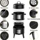 Charcoal Smoker, 3 in 1 Heavy Duty Vertical Barbecue Grill, Adjustable Air Vent, Outdoor Smoker for Backyard, Barbecues, Camping, 18" Black