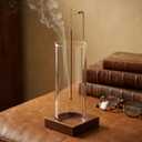 Incense Holder,Wooden Incense Holder for Sticks with 20 Incense Sticks, Anti-ash Incense Burner with Glass Ash Catcher, Wood Incense Holder 20 Stick (2 Pack Wooden Round)