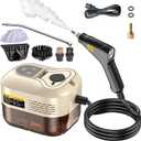 Handheld Steam Cleaner, Portable Steamer for Cleaning with 9pcs Accessories, 6-Level Adjustable Handle, 12s Heat-Up, 1200ml Tank, Steam Cleaner for Home,Dirt,Grout,Tile,Floor,Couch and Car (Khaki)