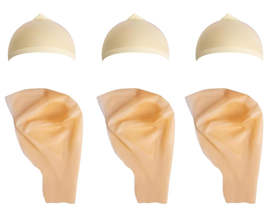 Wehhbtye 6 Pcs Halloween Bald Caps, Latex Makeup Caps with Bald Wigs, Wig Caps Cosplay Accessories for Adult Women Men Costume and Theme Party