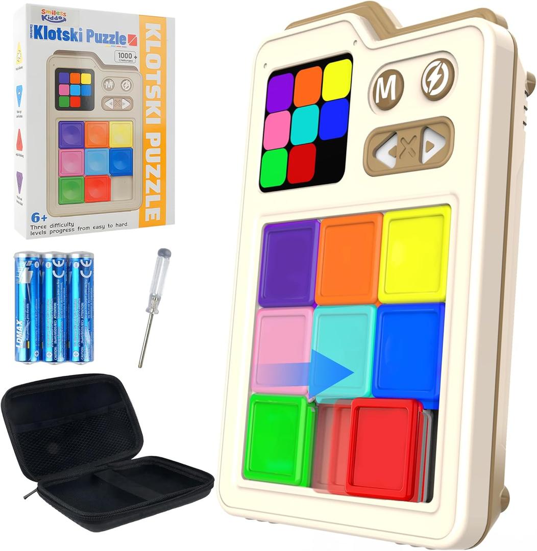 SMILESSKIDDO Super Slide Puzzle Games, Original 1000+ Challenges & 3 Modes, Brain Teaser Puzzle, Super Electronic Sliding Puzzles Toy Gifts for Kids & Adults, Fun Unblocking Logic Game
