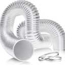 VIVOSUN 8 Inch 8 Feet Flex Air Aluminum Ducting, Dryer Vent Hose for HVAC Ventilation, Exhaust, Duct Fan Systems, Silver Flexible Air Duct w/ 2 Clamps
